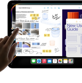 Kuva iPadOS:llä iPad Pron moniajosta, jossa on useita appeja käytössä samaan aikaan.