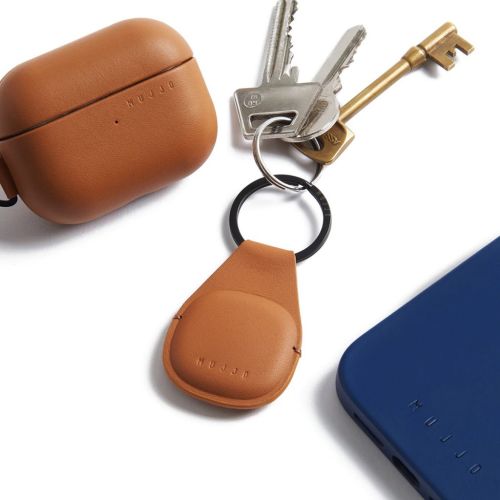 Mujjo Canopy AirTag Keychain - Leather Tan