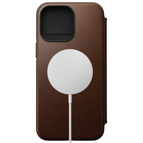 Nomad Modern Leather Folio w/MagSafe iPhone 14 Pro Max - Rustic Brown