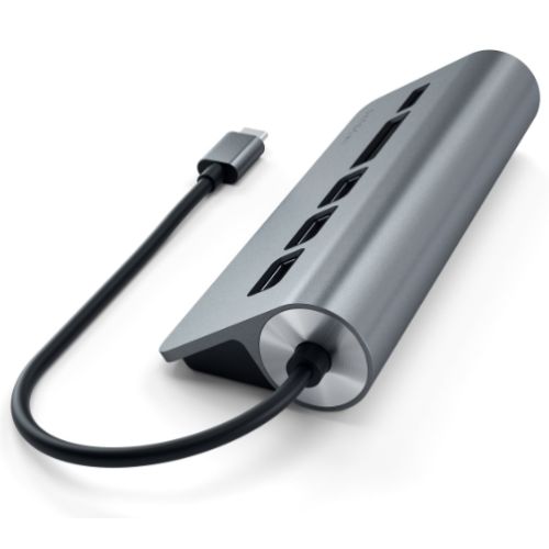 Satechi USB-C Aluminum 3-Port USB Hub & Micro/SD Card Reader Space Grey