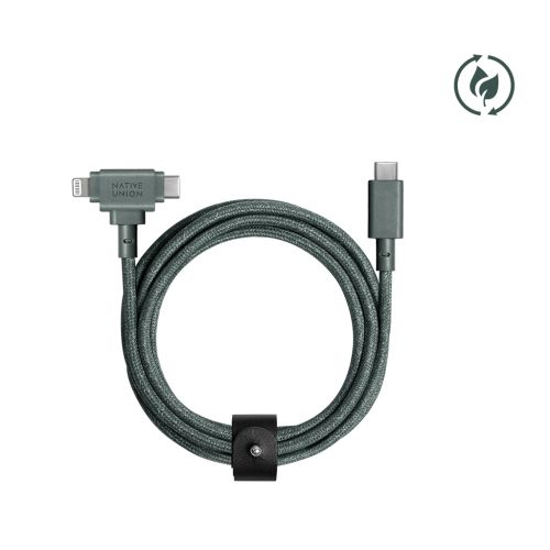 Native Union Belt Duo USB-C to USB-C/Lightning Cable 1.5m Slate Green