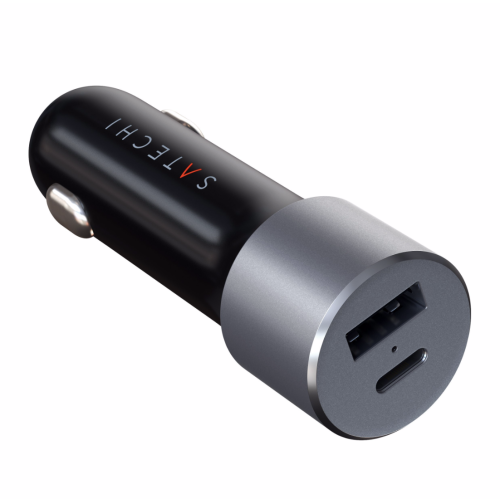 Satechi USB-C 60W PD + USB-A 12W Car Charger Space Grey