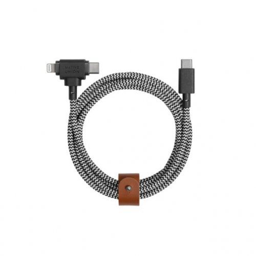 Native Union Belt Duo USB-C to USB-C/Lightning Cable 1.5m Zebra Black