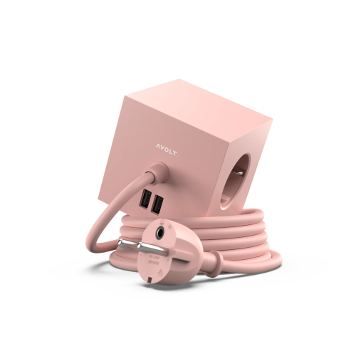 AVOLT Square1 3x Jatkojohto + 2x USB-A Old Pink