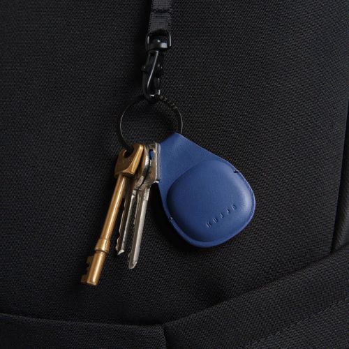 Mujjo Canopy AirTag Keychain - Leather Monaco Blue