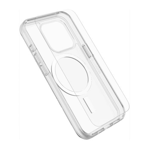 OtterBox Bundle Kit for iPhone 15 - Symmetry Clear Case w/MagSafe, Premium Glass, USB-C 30W Wall Charger White