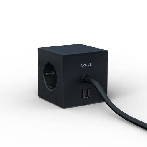 AVOLT Square1 3x Jatkojohto + 2x USB-A Stockholm Black