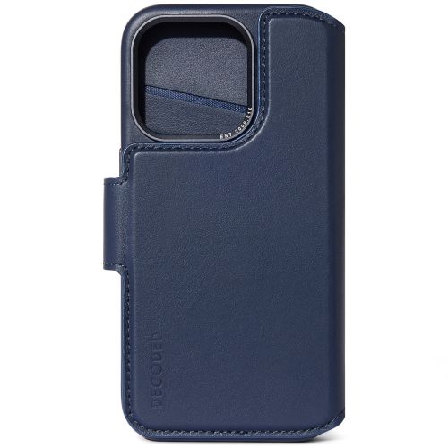DECODED Leather Detachable Wallet Case w/MagSafe  for iPhone 15 Pro - True Navy