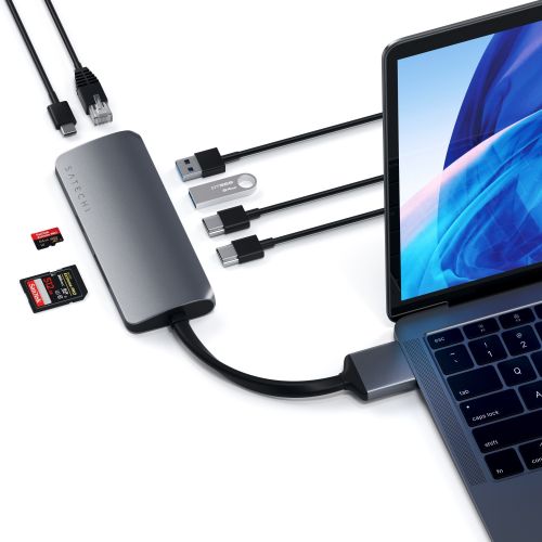 Satechi USB-C Aluminum MultiPort Dual 4K HDMI Adapter Space Grey