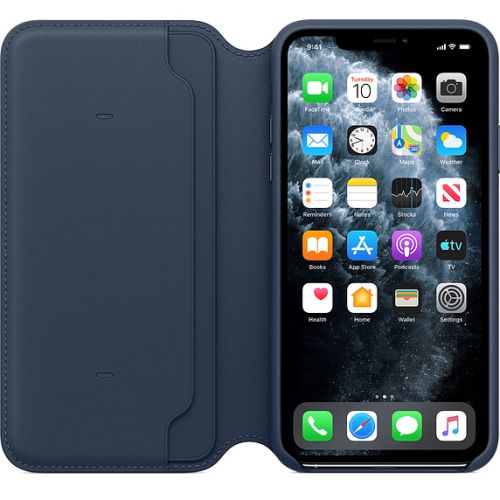 Apple iPhone 11 Pro Max Leather Folio Deep Sea Blue