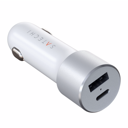 Satechi USB-C 60W PD + USB-A 12W Car Charger Silver