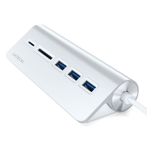 Satechi USB-C Aluminum 3-Port USB Hub & Micro/SD Card Reader Silver