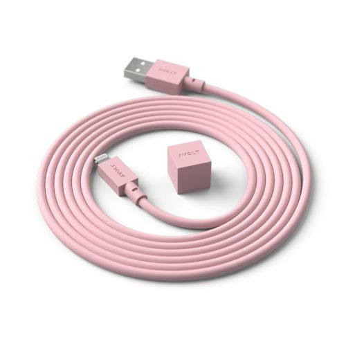 Avolt Cable1 USB-A Lightning Cable 1.8m Old Pink
