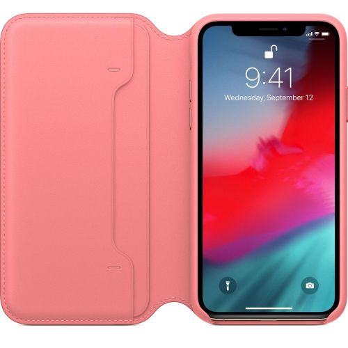 Apple iPhone XS Leather Folio Peony Pink