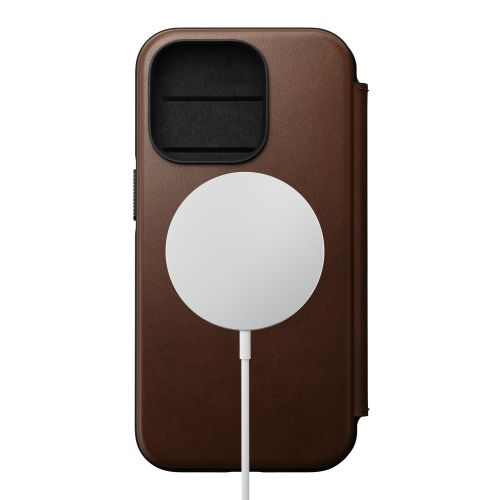 Nomad Modern Leather Folio w/MagSafe iPhone 14 Pro - Rustic Brown