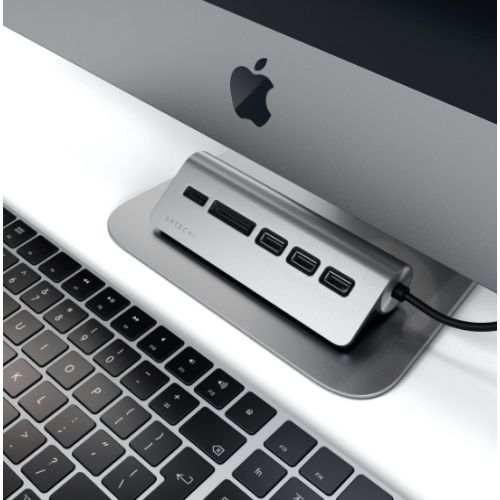 Satechi USB-C Aluminum 3-Port USB Hub & Micro/SD Card Reader Space Grey