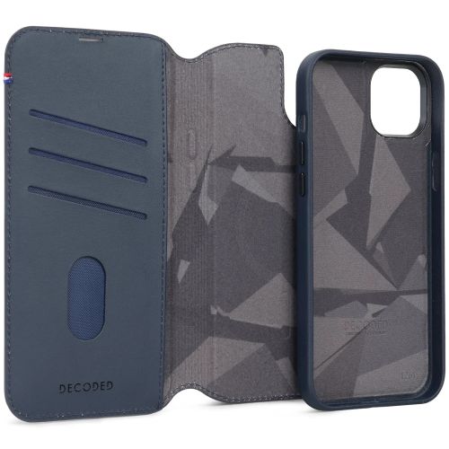 DECODED Leather Detachable Wallet Case w/MagSafe  for iPhone 15 Plus - True Navy