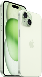 6,7 tuuman iPhone 15 Plus ja 6,1 tuuman iPhone 15 kuvattuna yhdessä kokovertailua varten.